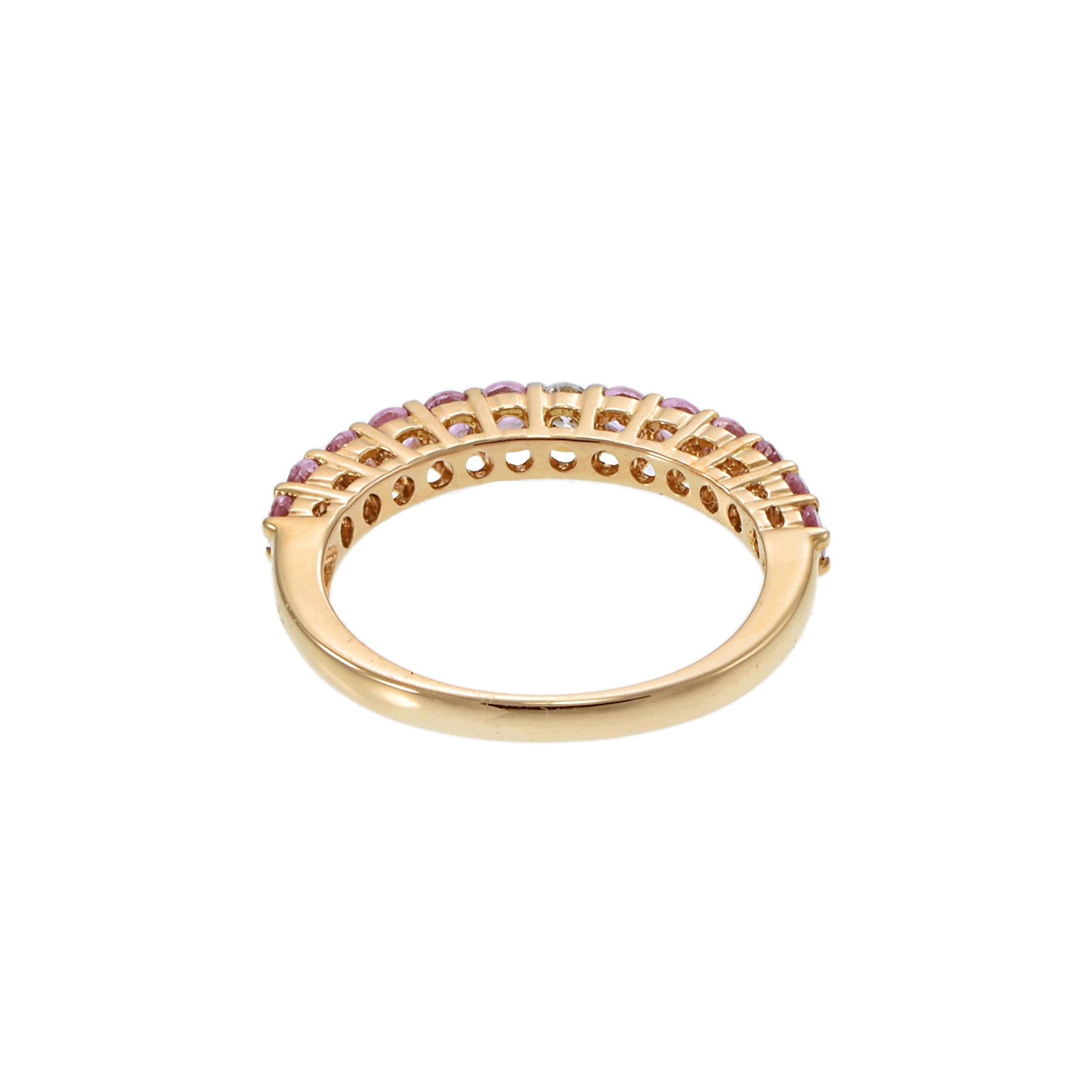 18KT Rose Gold Pink Sapphire and Diamond Accent Ring