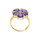 18KT Yellow Gold Amethyst and Diamond Ring