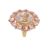 18KT Yellow Gold Kunzite, Pink Sapphire, and Diamond Cocktail Ring