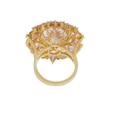 18KT Yellow Gold Kunzite, Pink Sapphire, and Diamond Cocktail Ring
