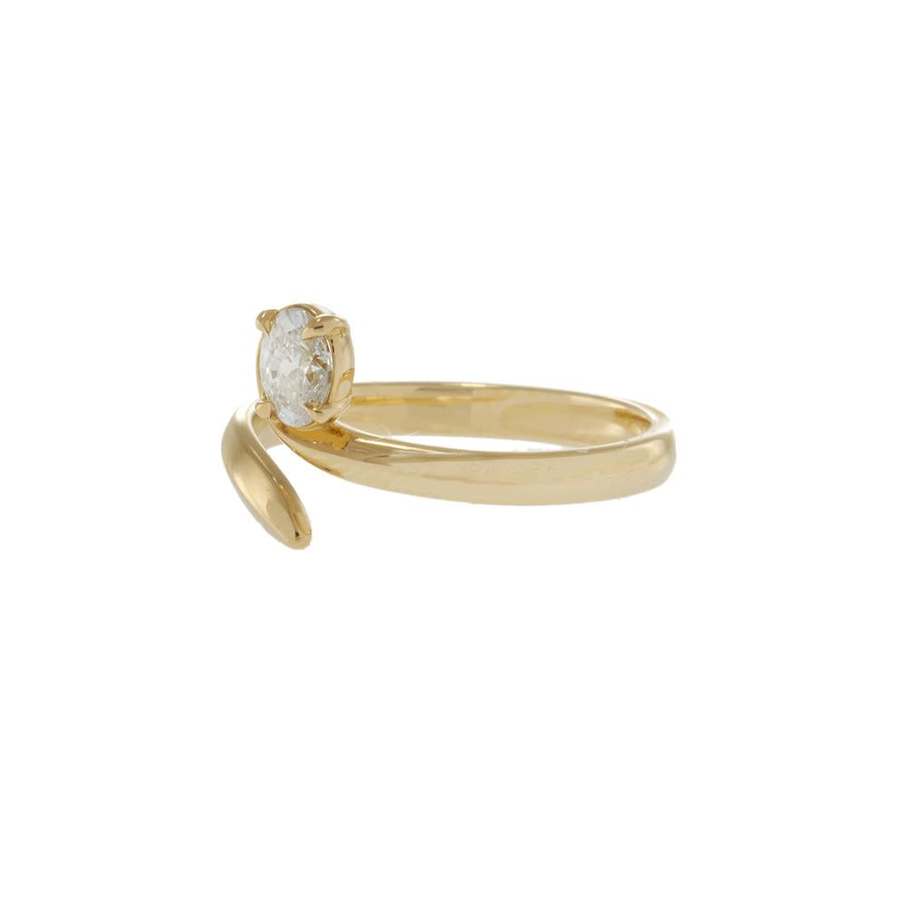 18KT Yellow Gold Finger Wrap Ring with Oval Diamond