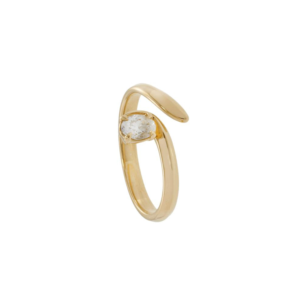 18KT Yellow Gold Finger Wrap Ring with Oval Diamond