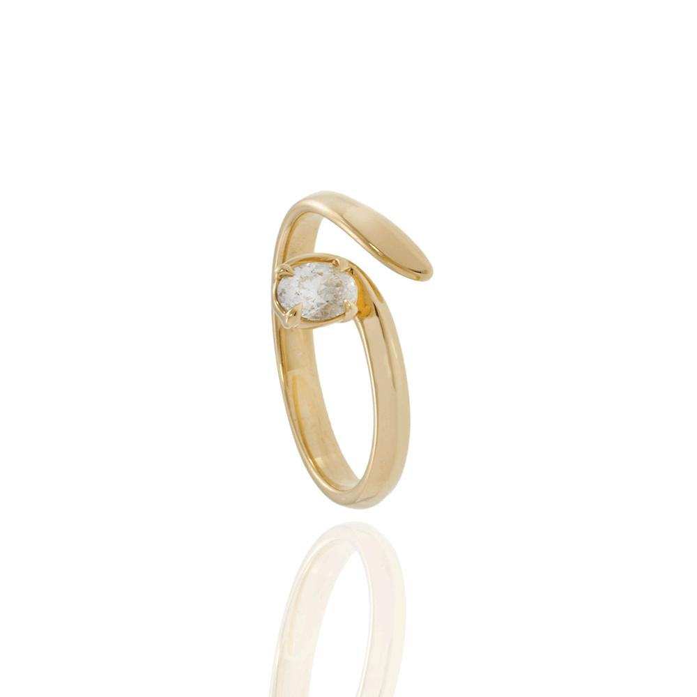 18KT Yellow Gold Finger Wrap Ring with Oval Diamond