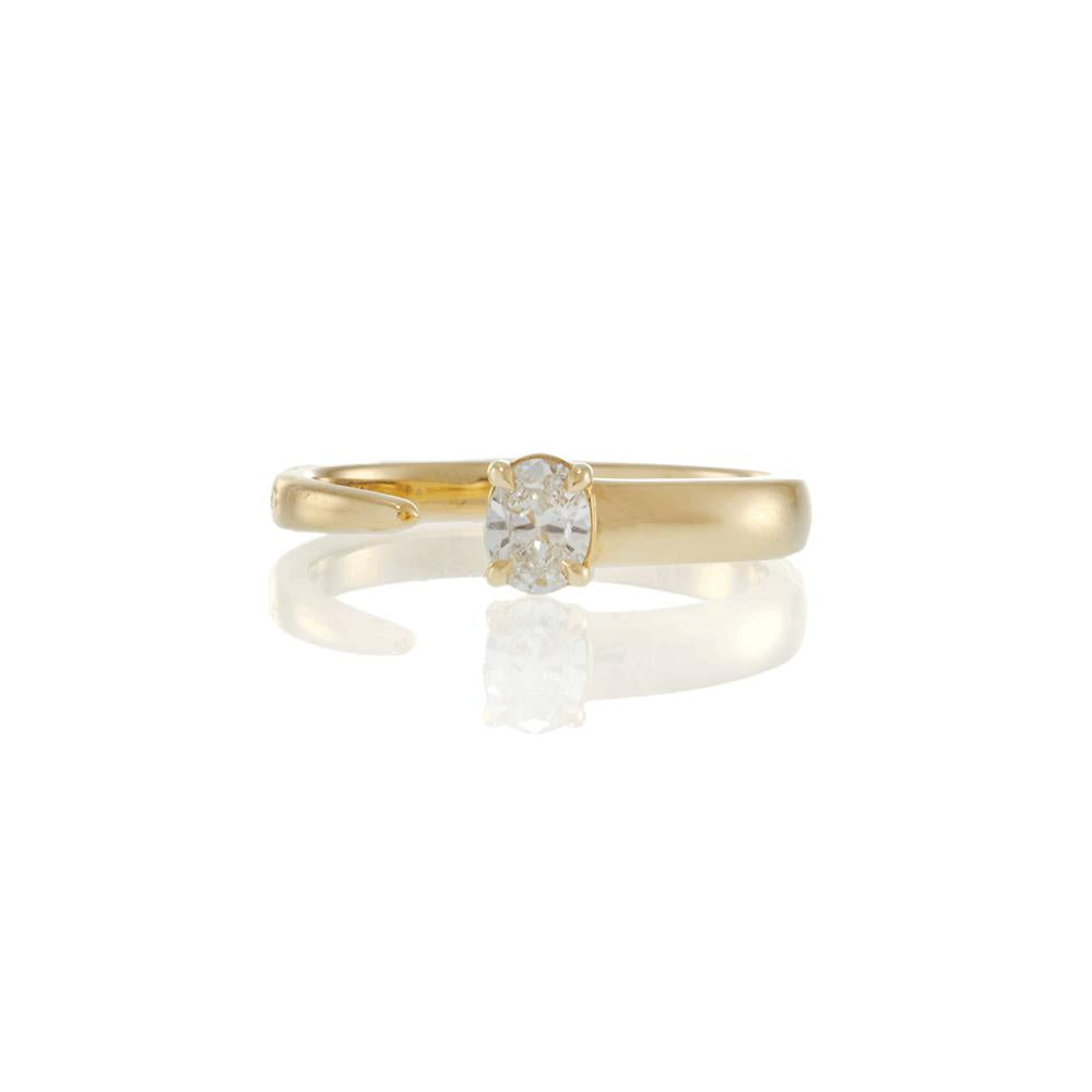 18KT Yellow Gold Open Finger Wrap Ring with Oval Diamond