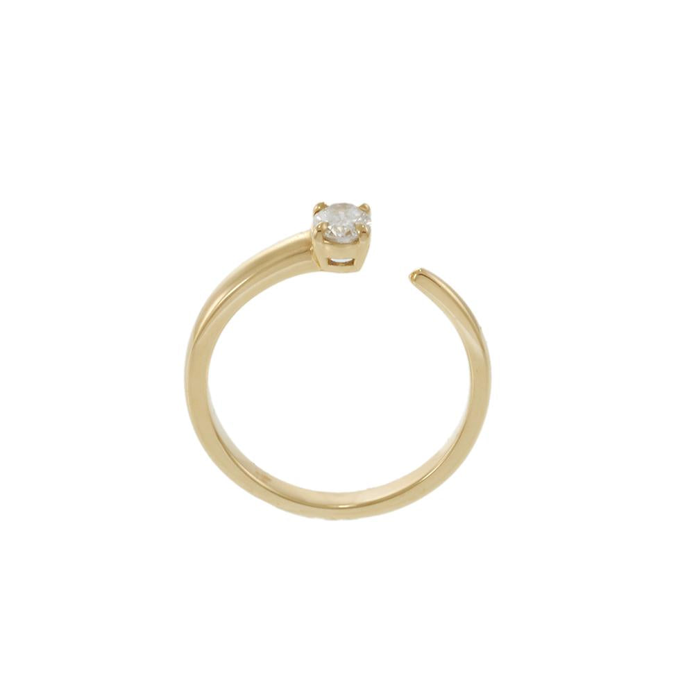 18KT Yellow Gold Open Finger Wrap Ring with Oval Diamond