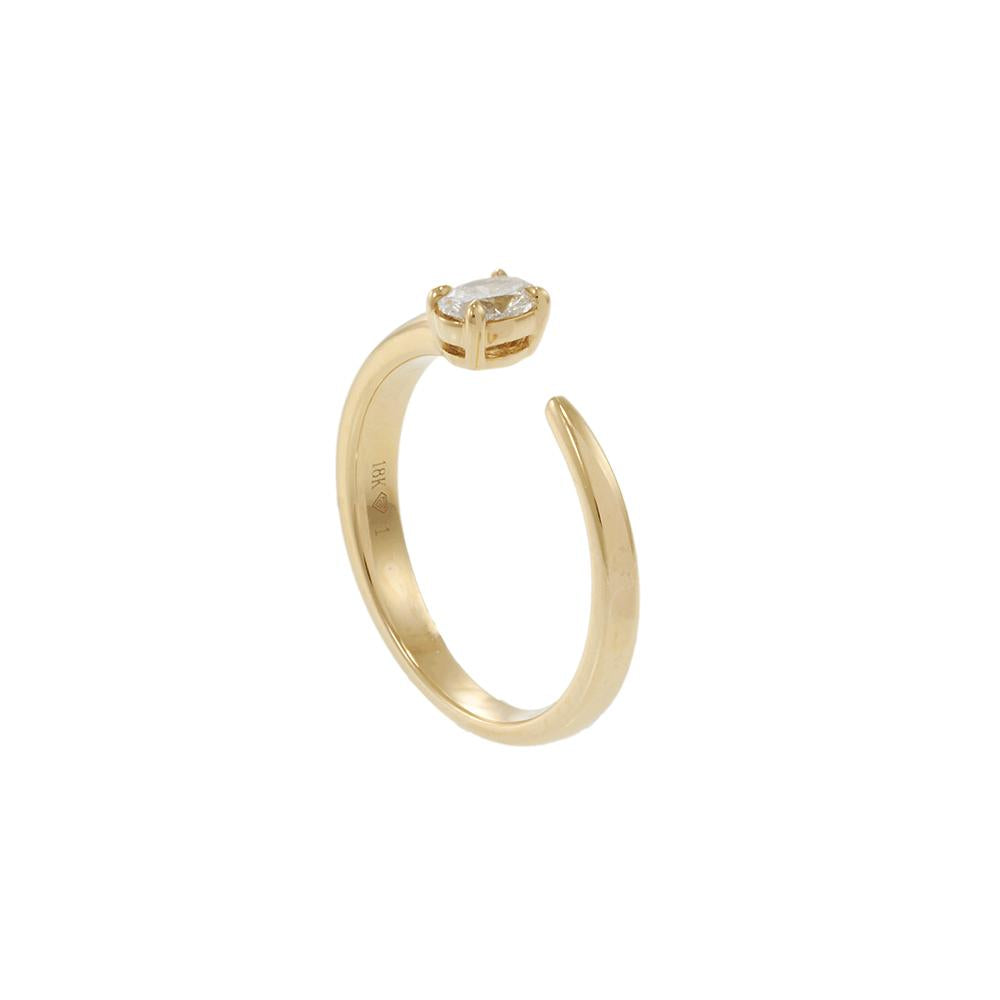 18KT Yellow Gold Open Finger Wrap Ring with Oval Diamond