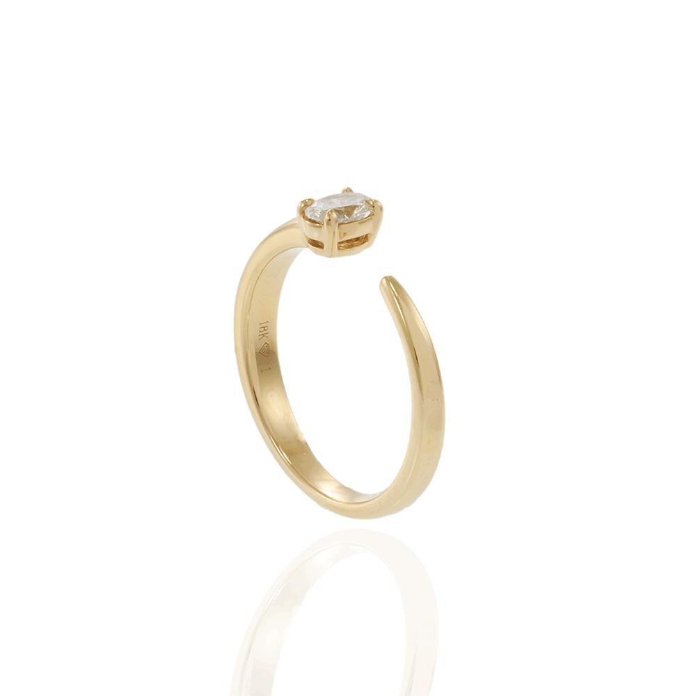 18KT Yellow Gold Open Finger Wrap Ring with Oval Diamond