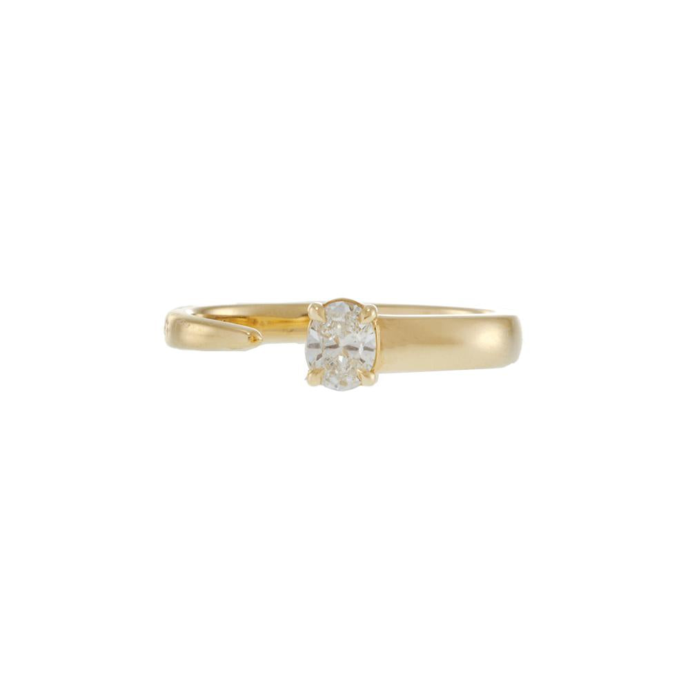 18KT Yellow Gold Open Finger Wrap Ring with Oval Diamond