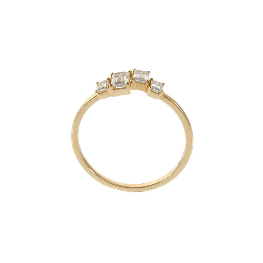 18KT Yellow Gold Graduated Emerald Cut Diamond Ring