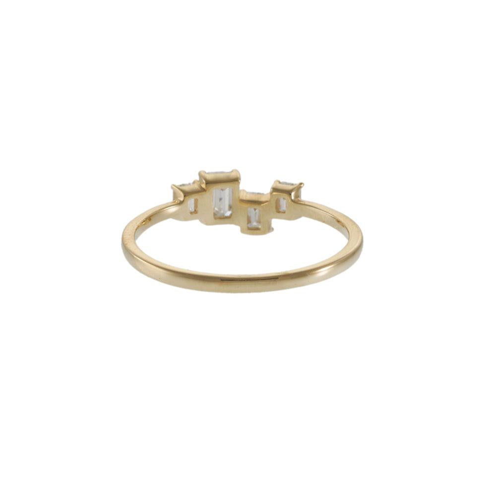 18KT Yellow Gold Graduated Emerald Cut Diamond Ring