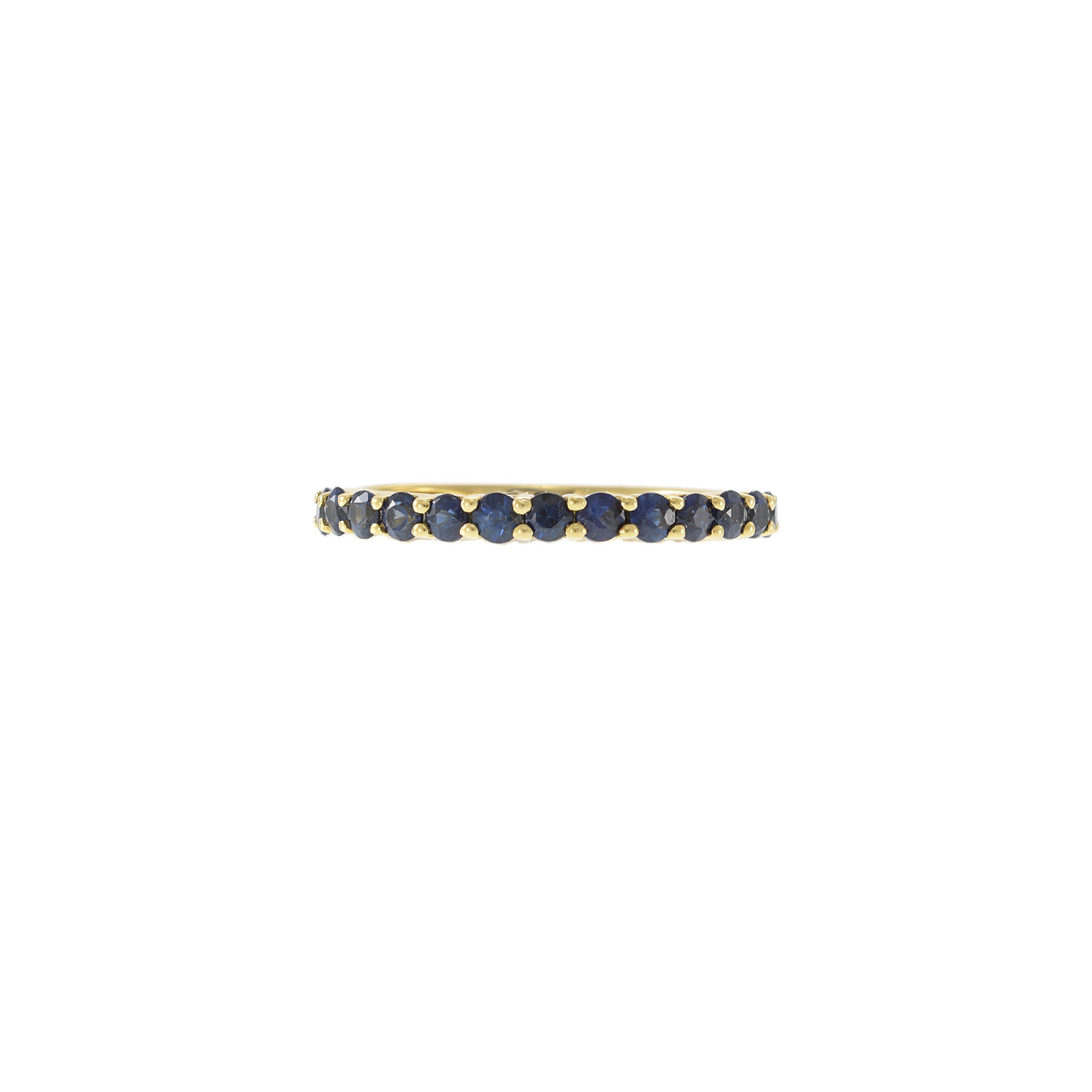 18KT Yellow Gold Ring with Round Cut Blue Sapphires