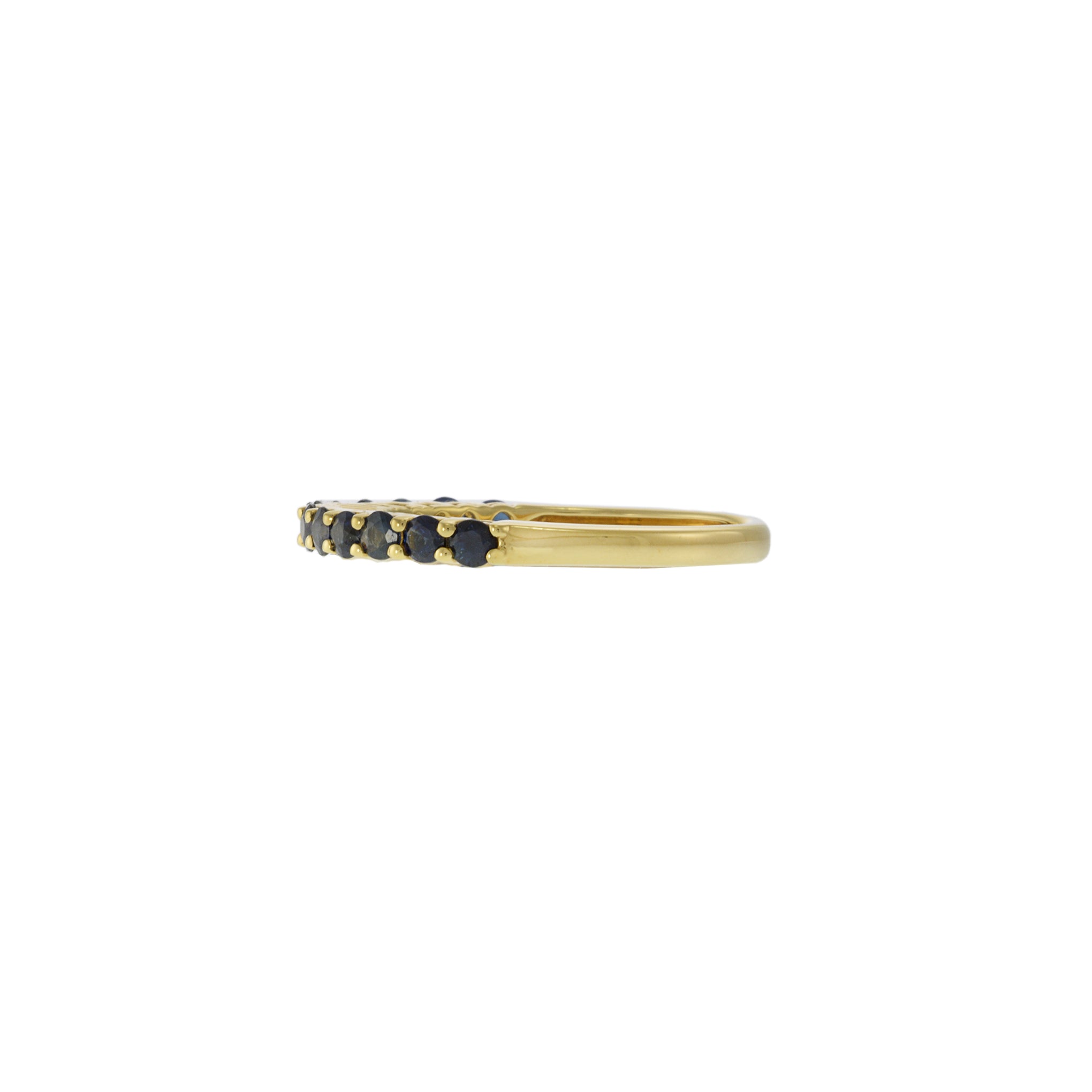 18KT Yellow Gold Ring with Round Cut Blue Sapphires