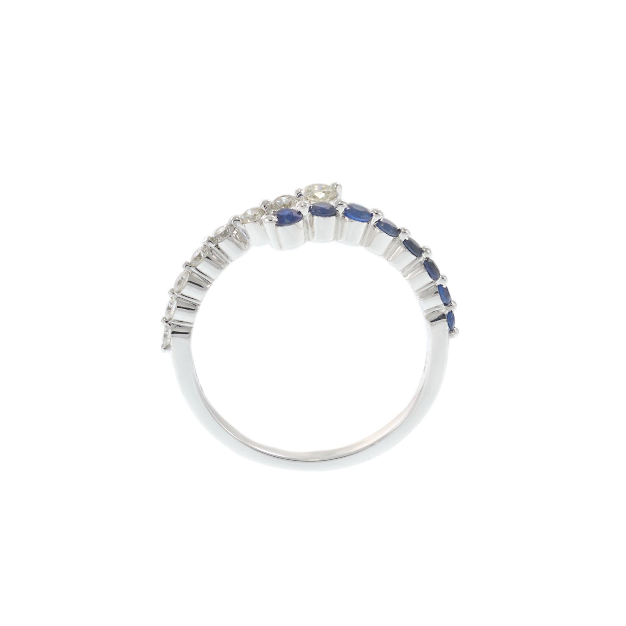 14KT White Gold Diamond and Sapphire Finger Wrap Ring