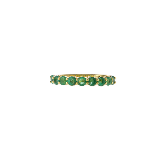 18KT Yellow Gold Ring With Round Cut Emeralds