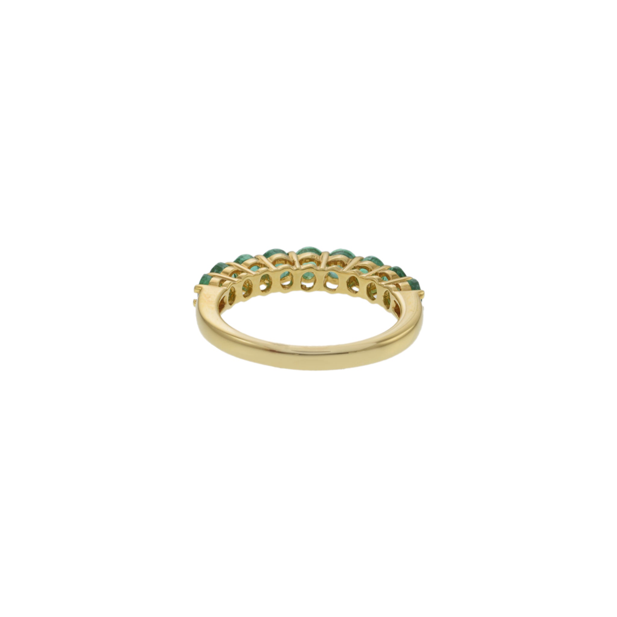 18KT Yellow Gold Ring With Round Cut Emeralds