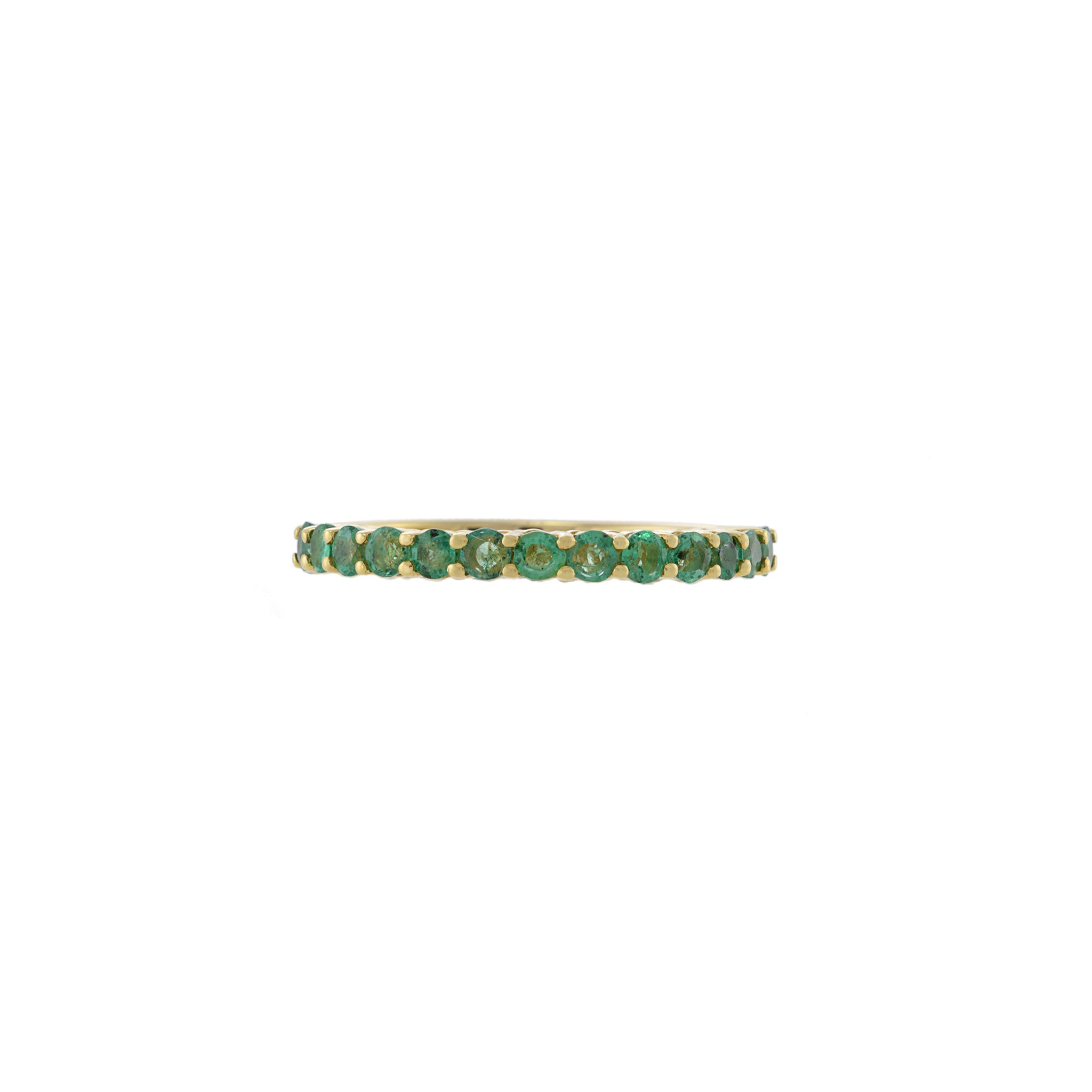 18KT Yellow Gold Round Cut Emerald Band