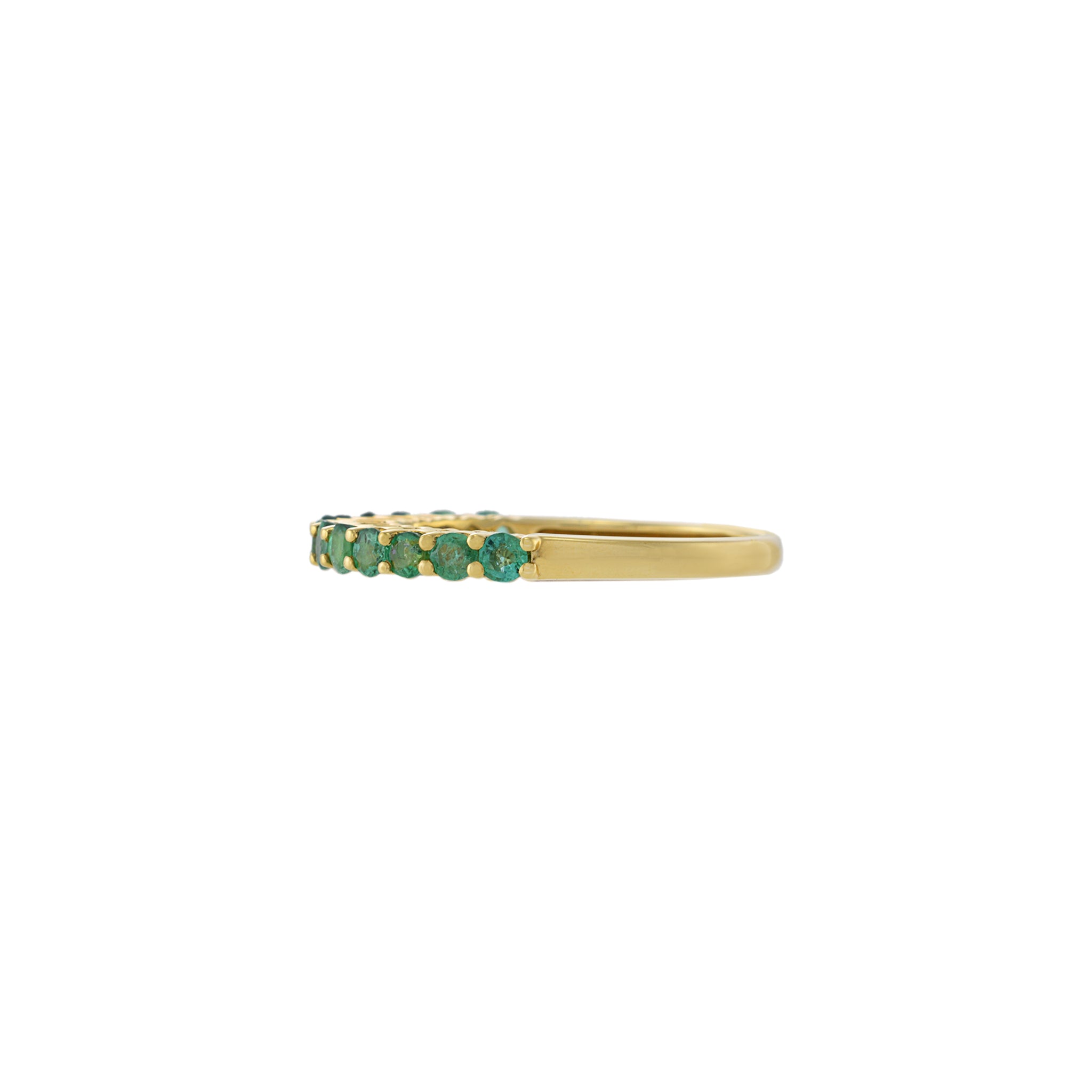 18KT Yellow Gold Round Cut Emerald Band