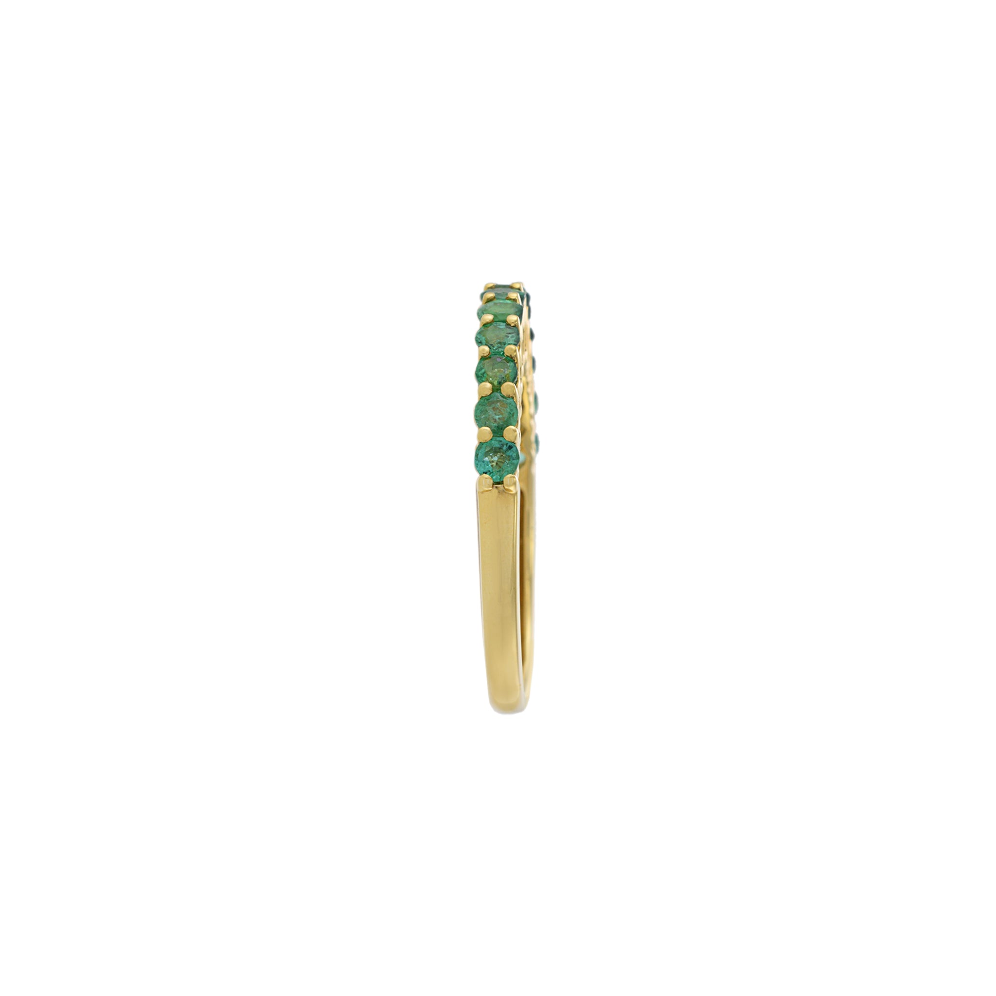 18KT Yellow Gold Round Cut Emerald Band