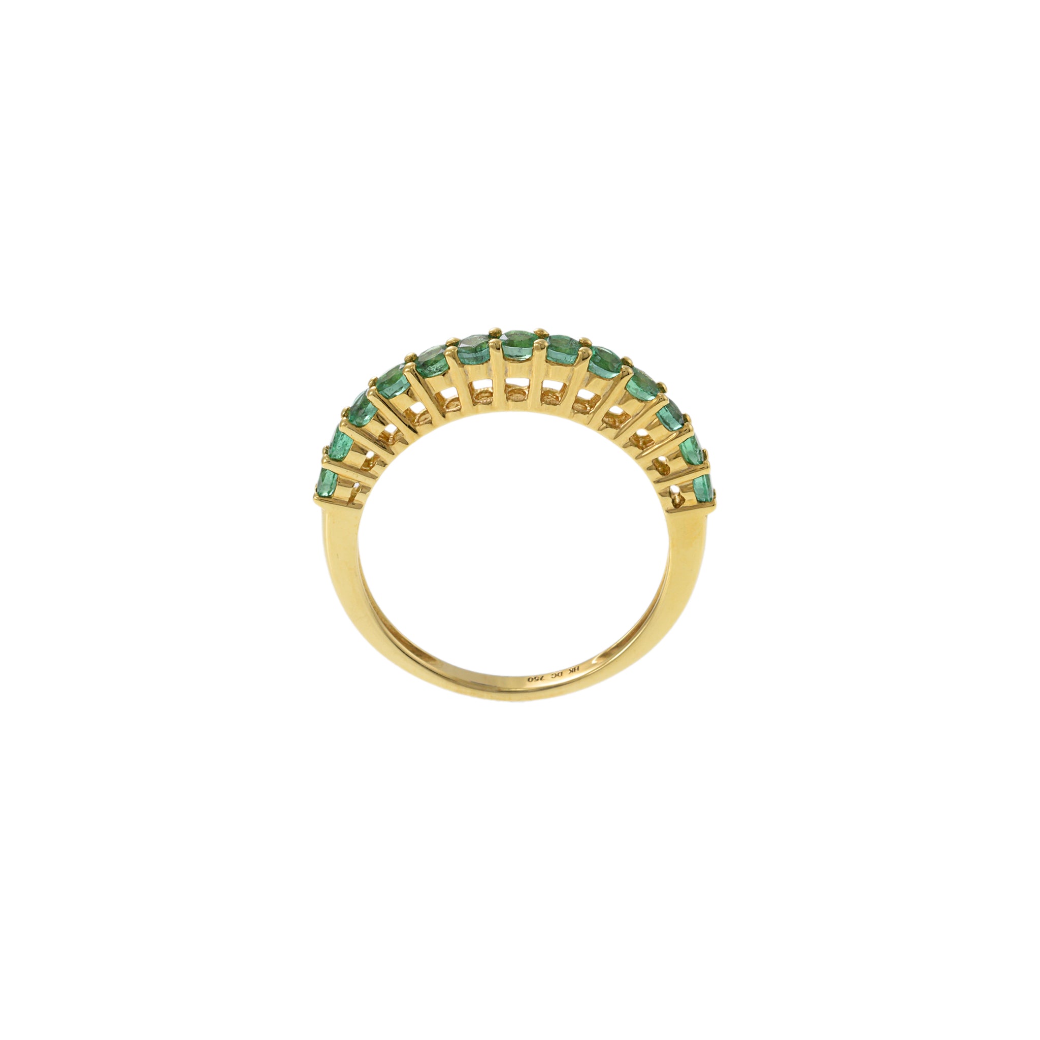 18KT Yellow Gold Round Cut Emerald Band