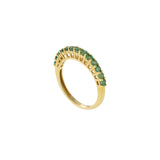 18KT Yellow Gold Round Cut Emerald Band