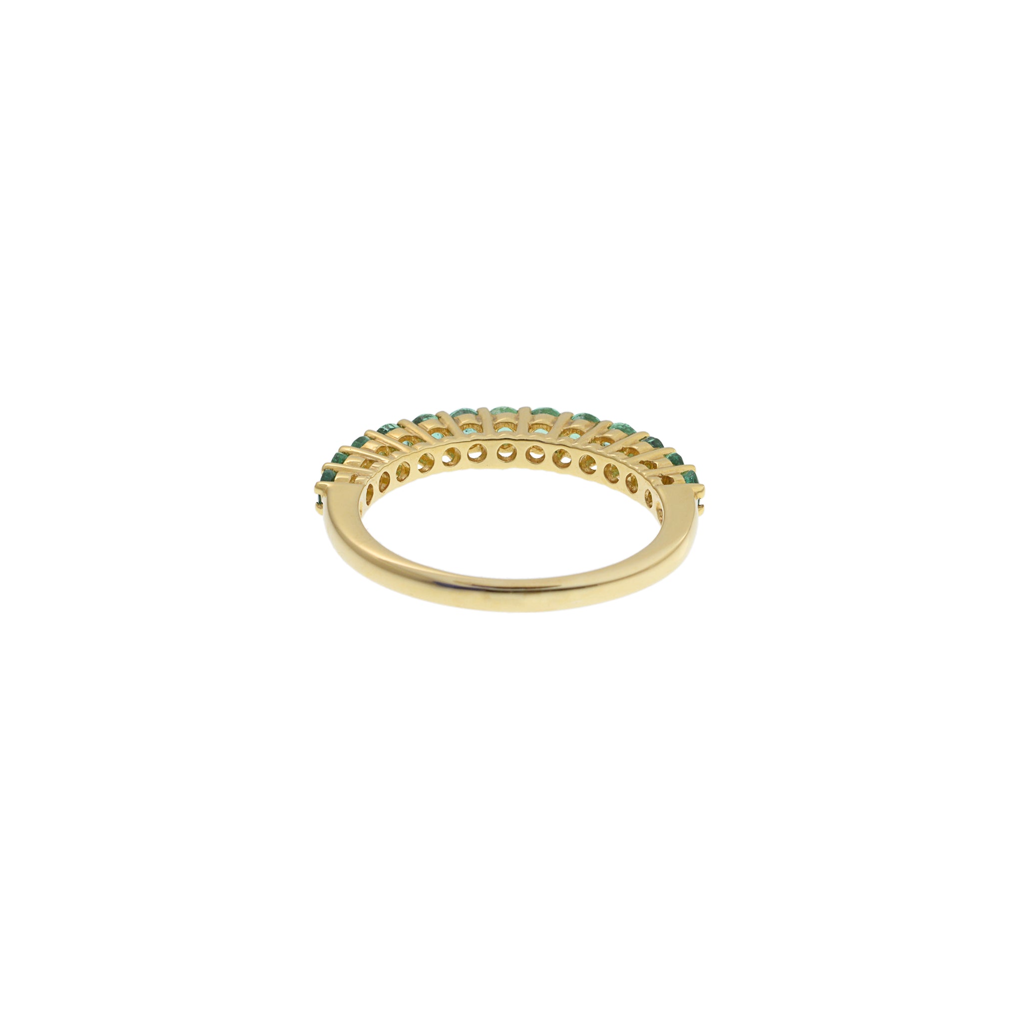 18KT Yellow Gold Round Cut Emerald Band