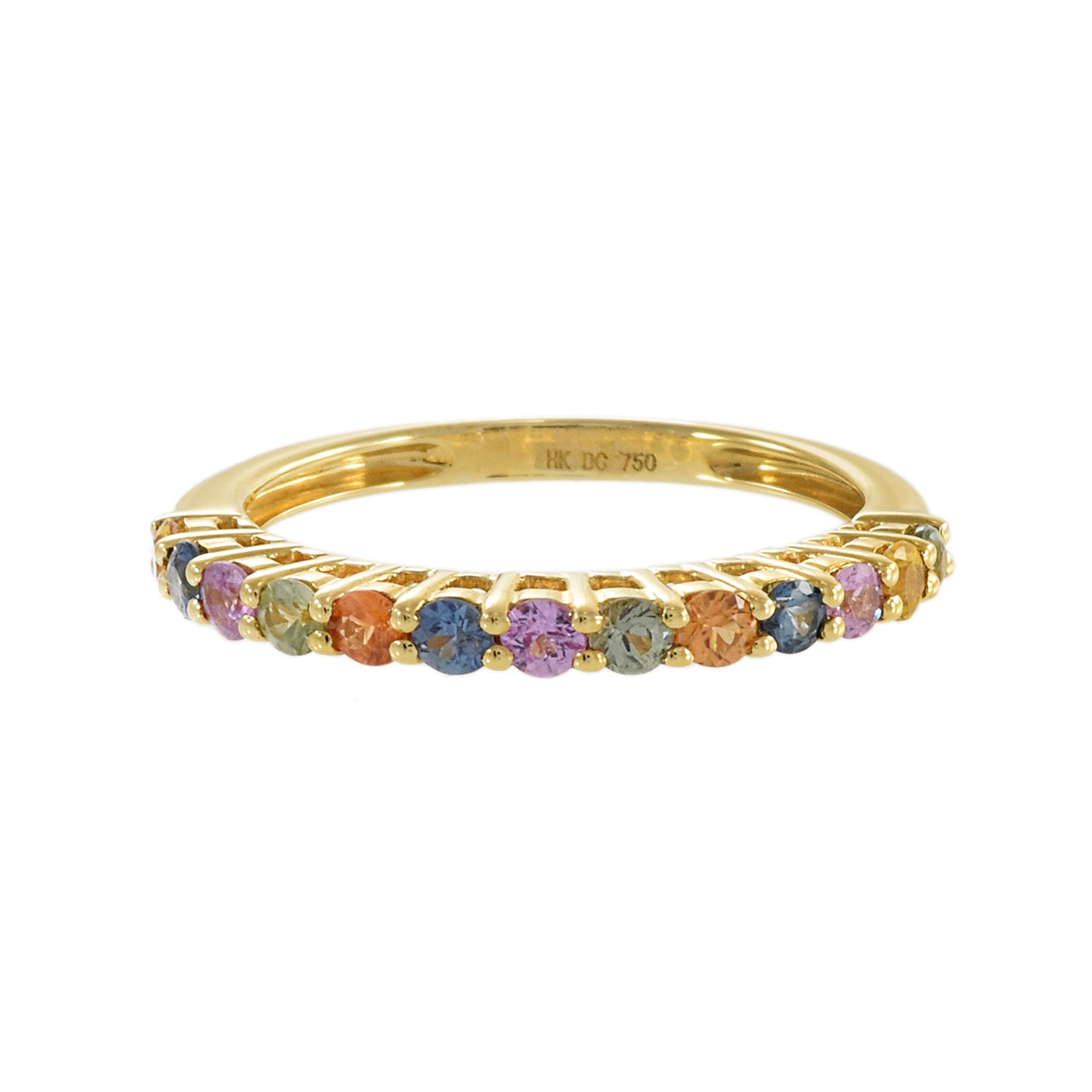 18KT Yellow Gold Multi Color Sapphire Band