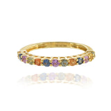 18KT Yellow Gold Multi Color Sapphire Band