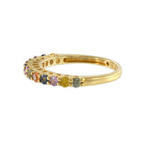 18KT Yellow Gold Multi Color Sapphire Band