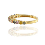 18KT Yellow Gold Multi Color Sapphire Band