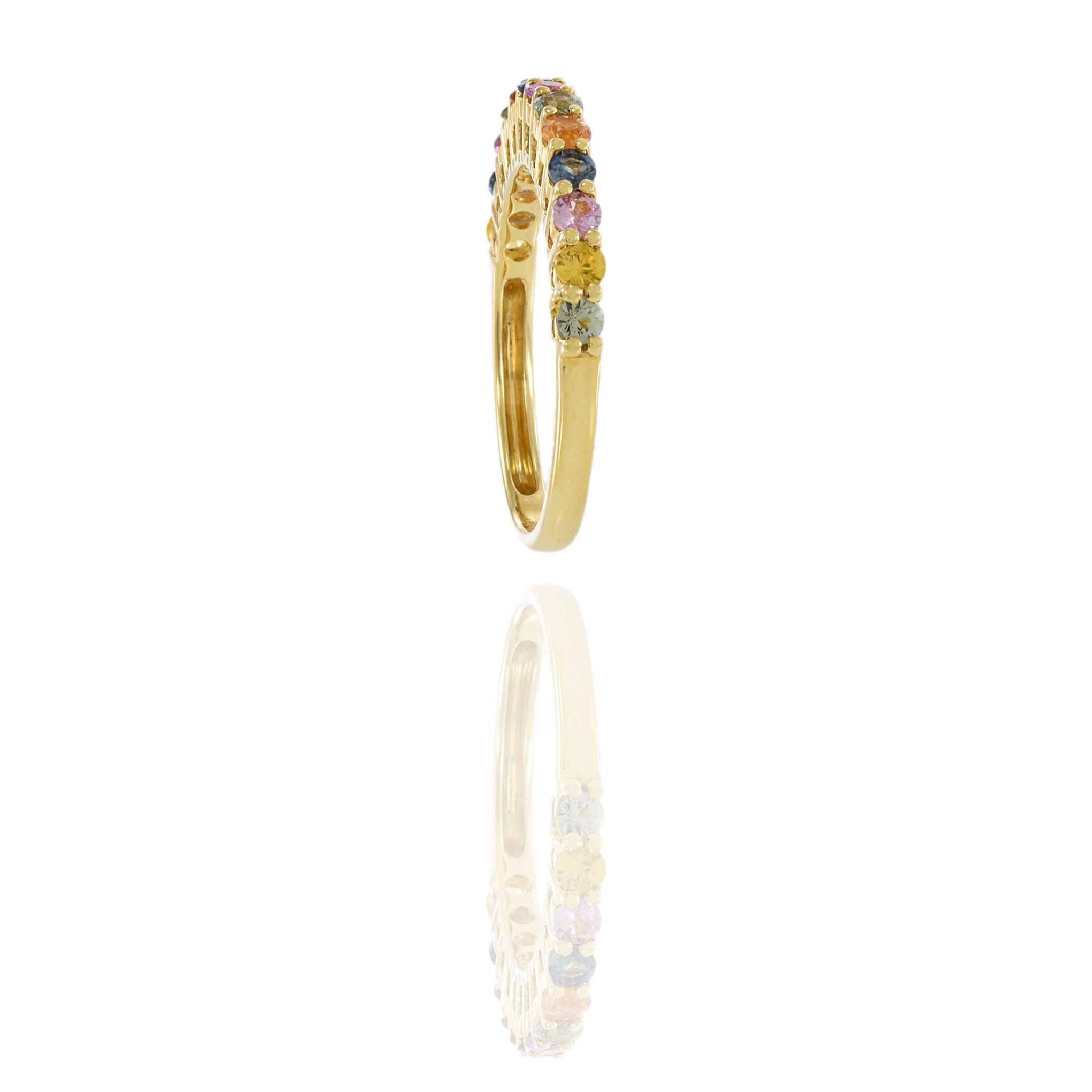 18KT Yellow Gold Multi Color Sapphire Band