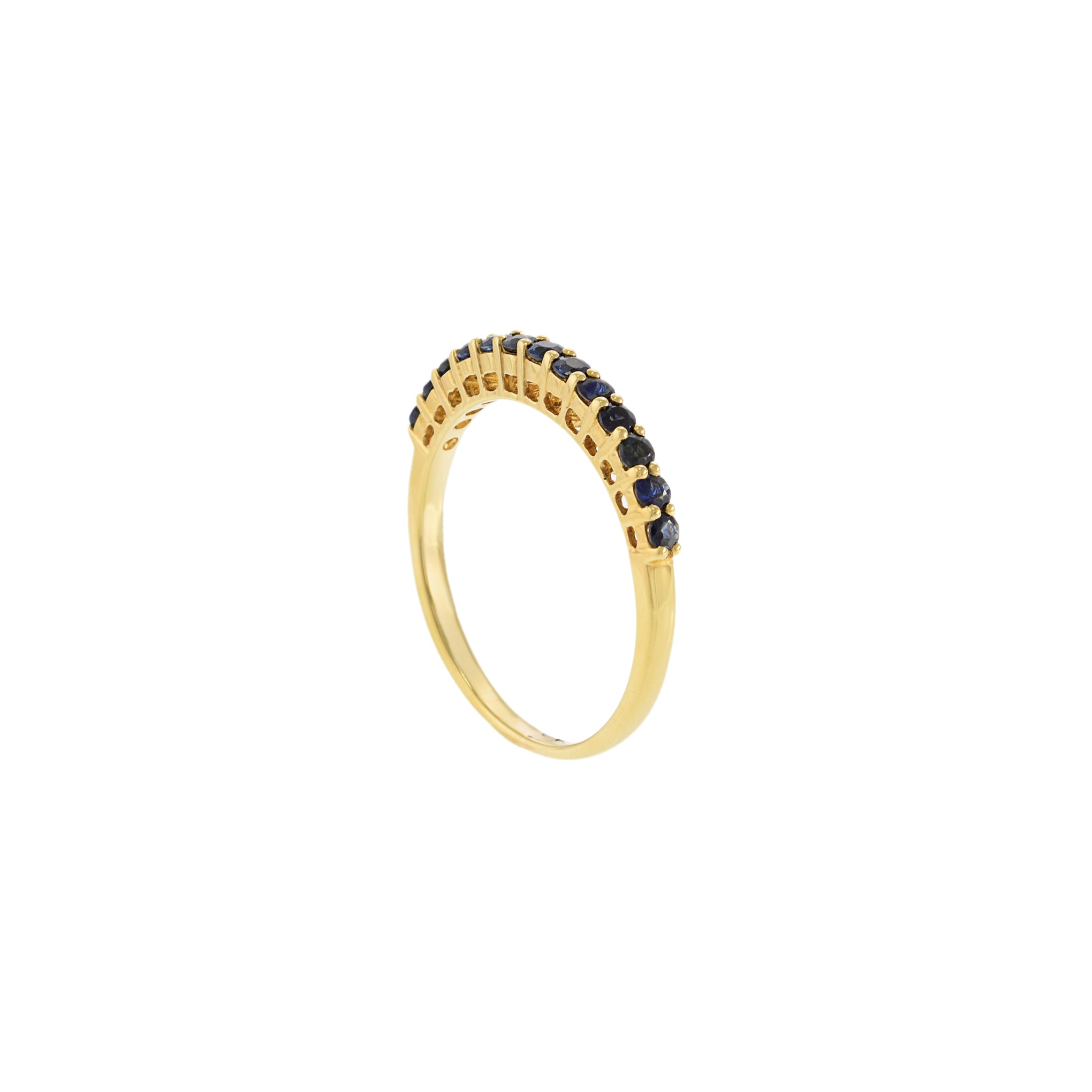 18KT Yellow Gold Round Cut Sapphire Band