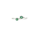 18KT White Gold Bezel Set Pear and Round Cut Emerald Wrap Ring