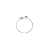 18KT White Gold Bezel Set Pear and Round Cut Emerald Wrap Ring