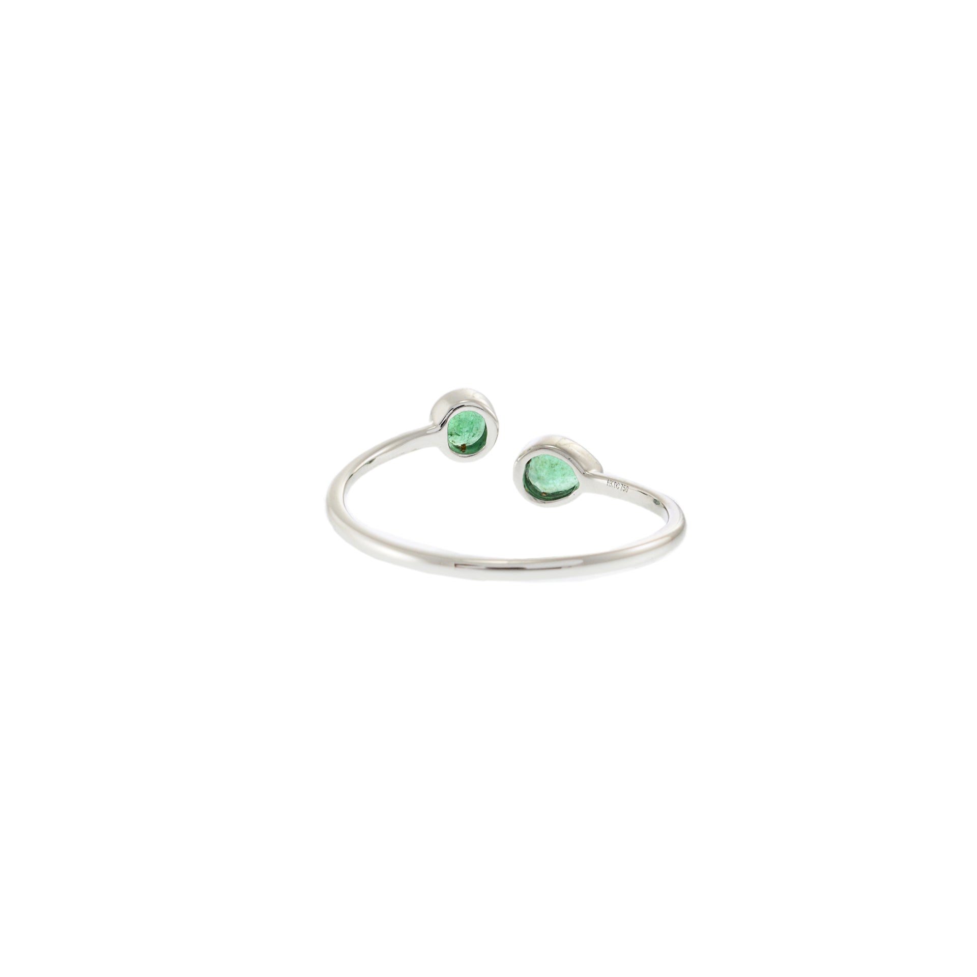 18KT White Gold Bezel Set Pear and Round Cut Emerald Wrap Ring