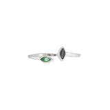 18KT White Gold Ring with Marquise Shape Emerald and Sapphire