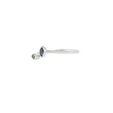 18KT White Gold Ring with Marquise Shape Emerald and Sapphire