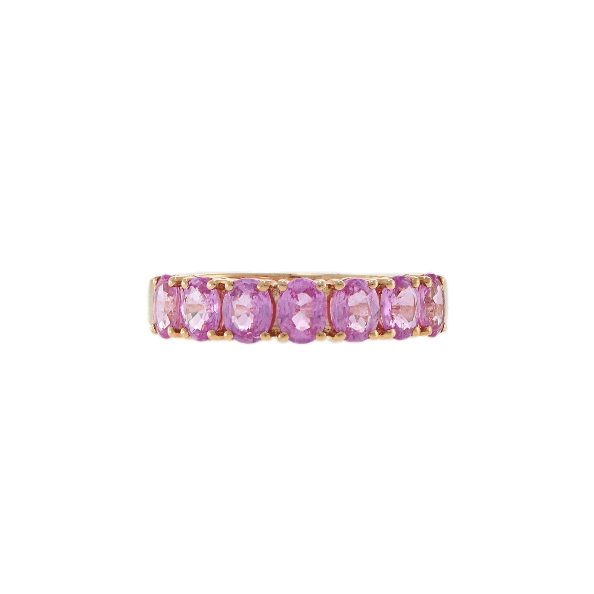 18KT Rose Gold Ring with Oval Pink Sapphires