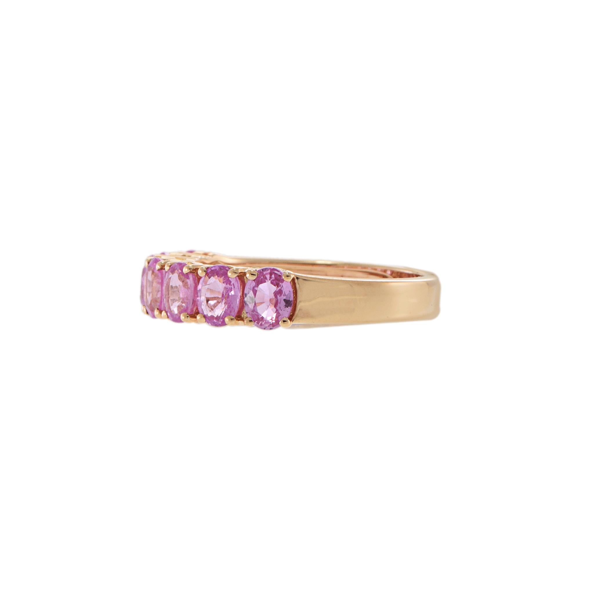 18KT Rose Gold Ring with Oval Pink Sapphires