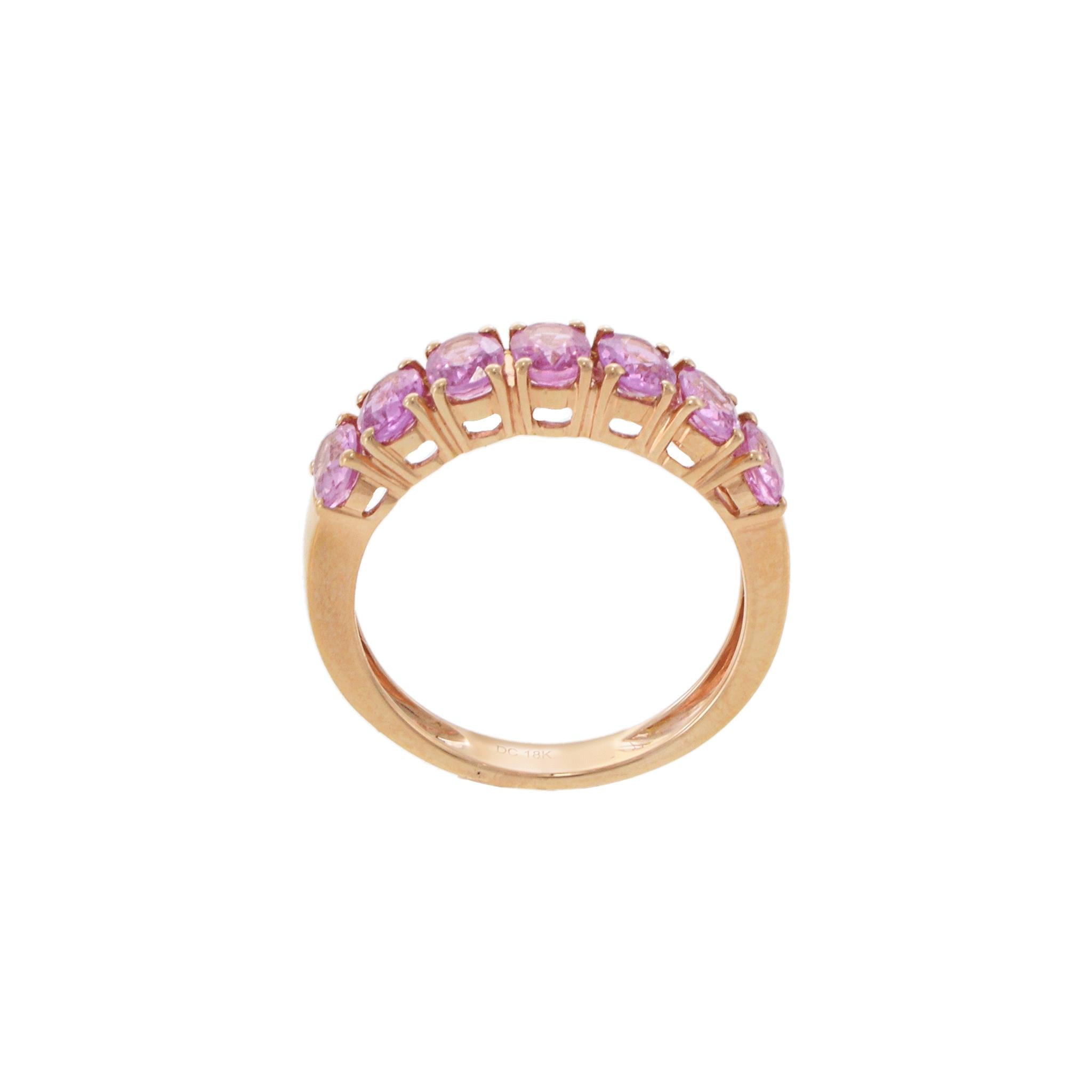 18KT Rose Gold Ring with Oval Pink Sapphires