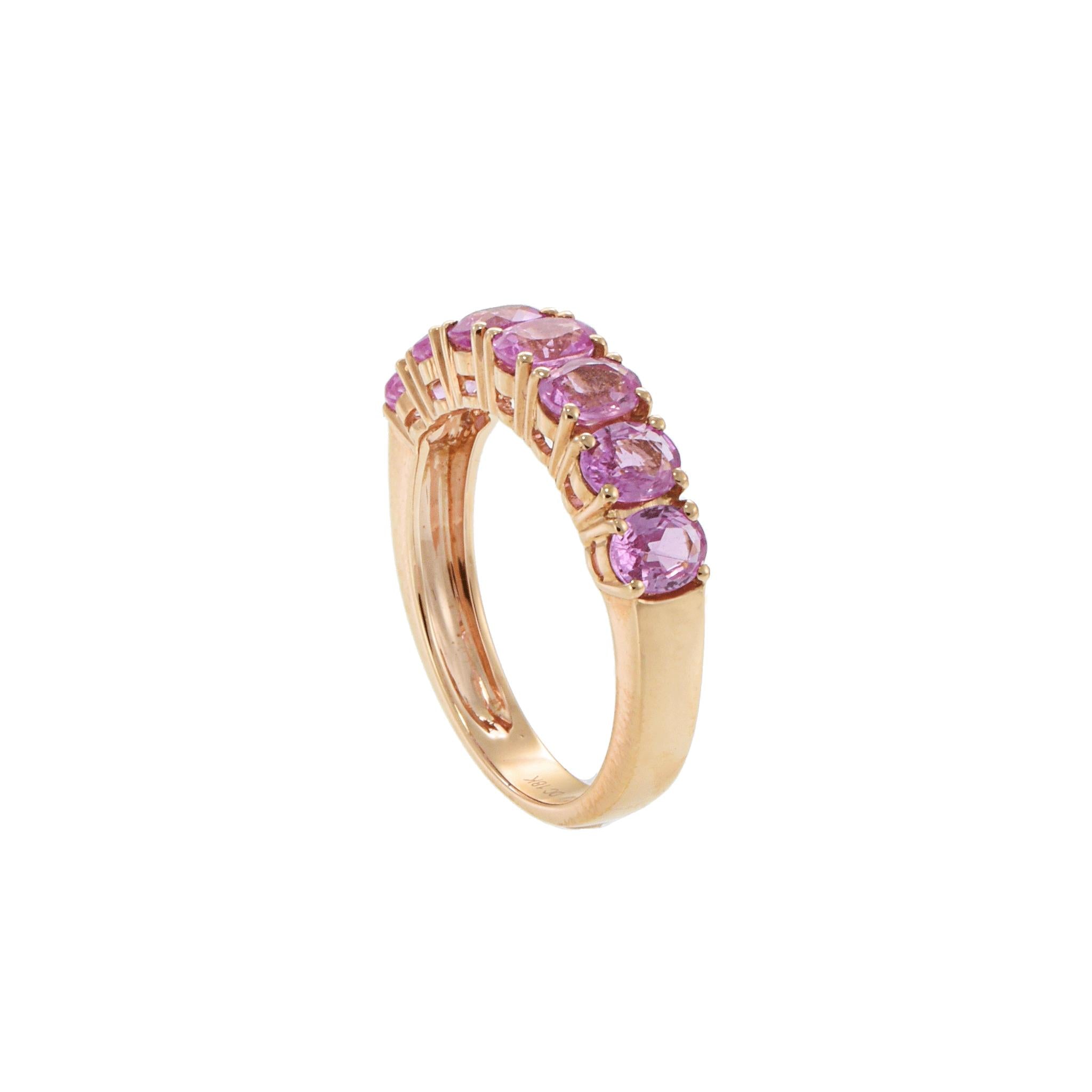 18KT Rose Gold Ring with Oval Pink Sapphires