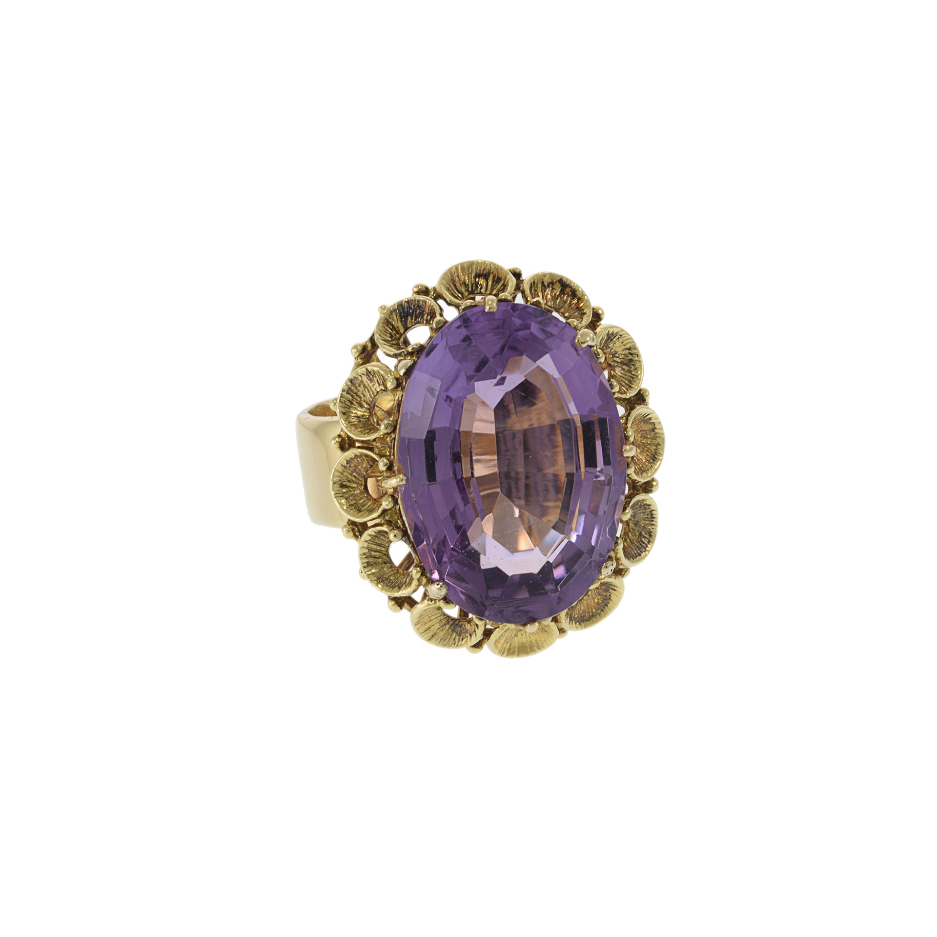 Estate Retro Era 14KT Yellow Gold Amethyst Ring