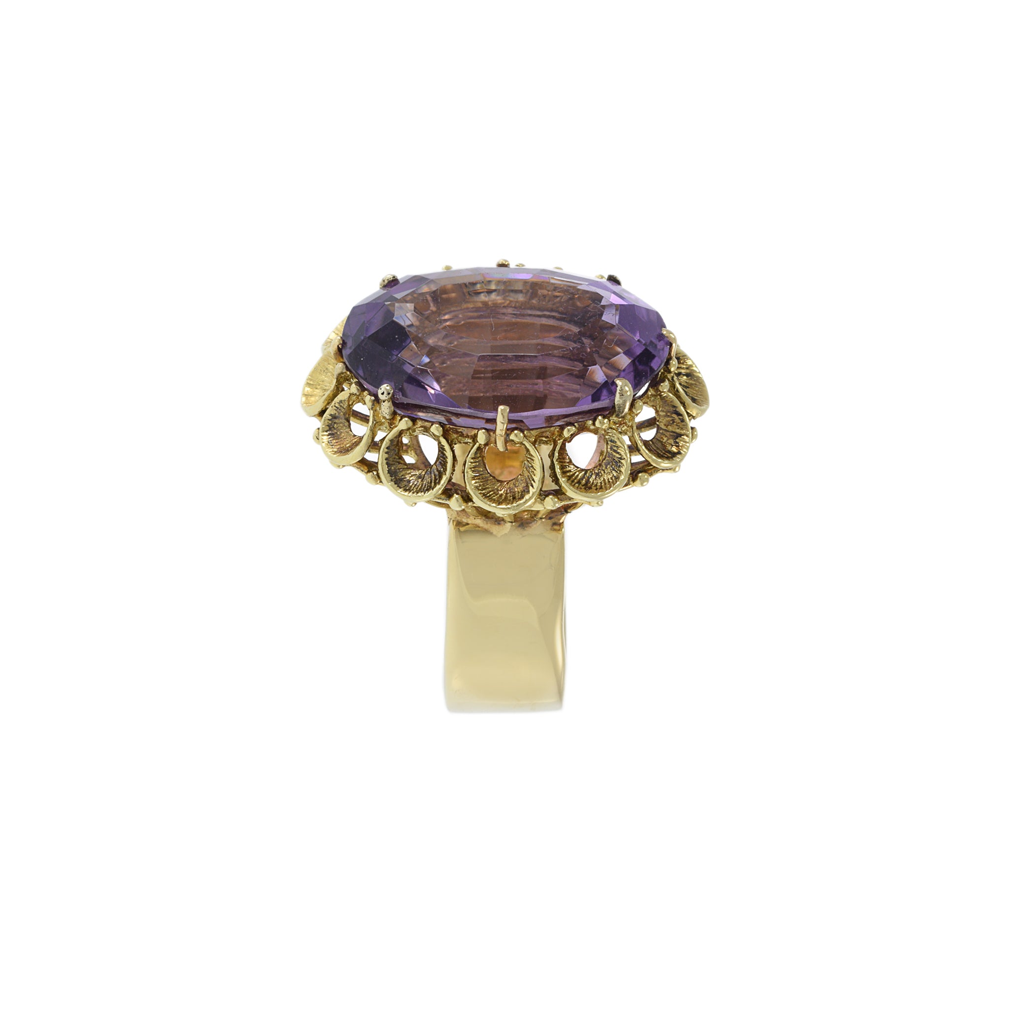 Estate Retro Era 14KT Yellow Gold Amethyst Ring