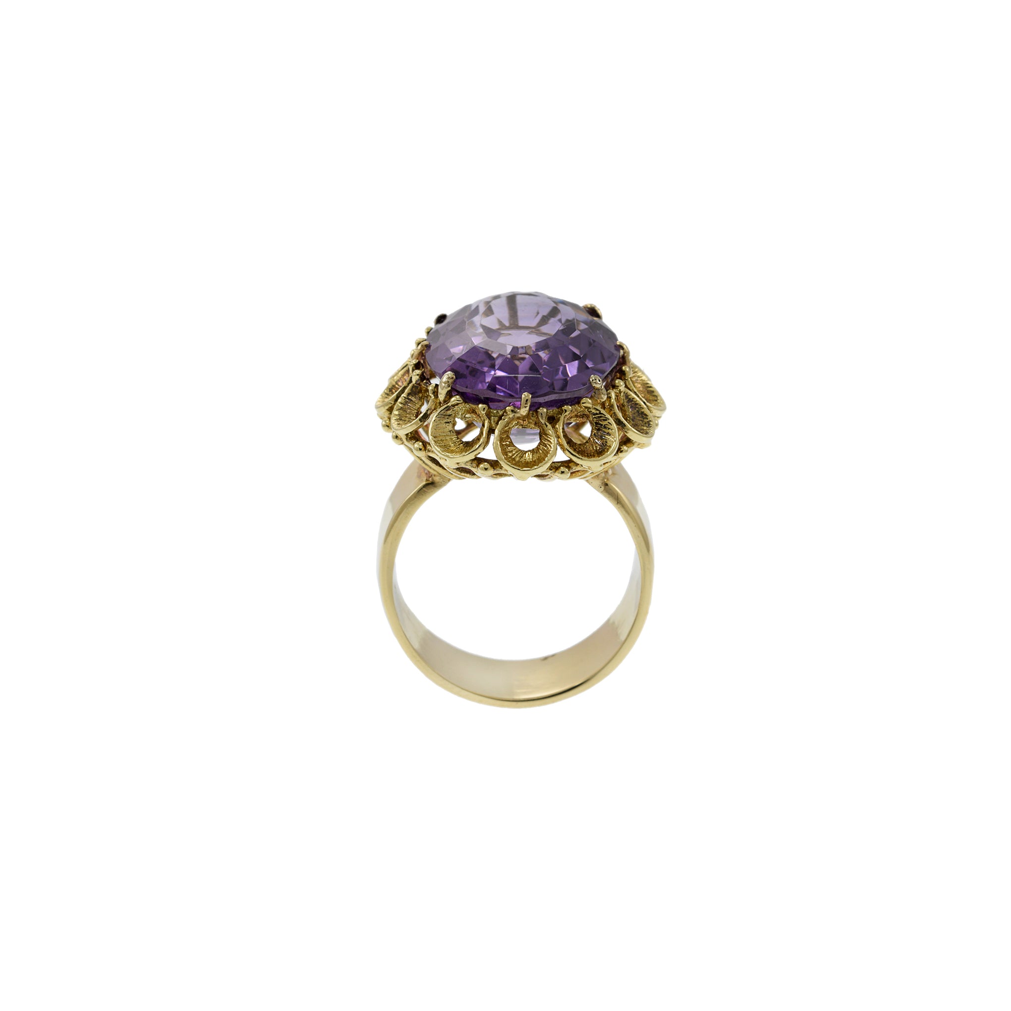 Estate Retro Era 14KT Yellow Gold Amethyst Ring