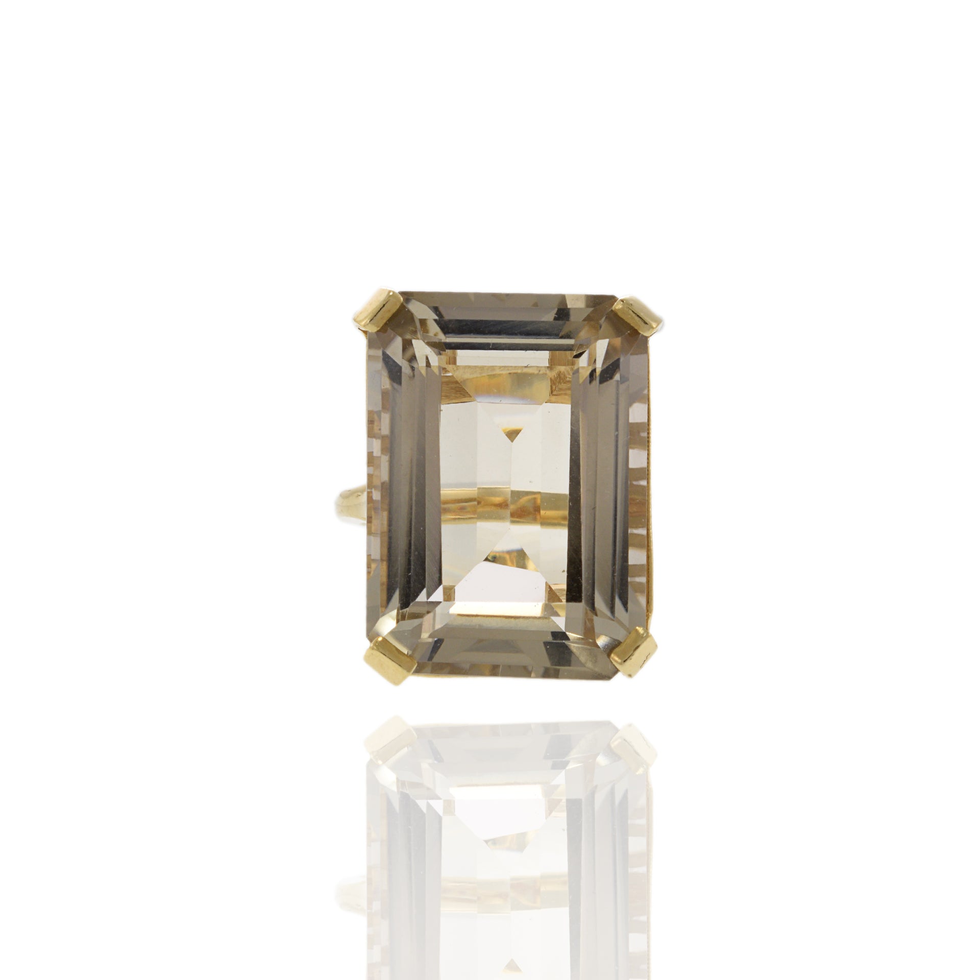 14KT Yellow Gold Retro Era Smoky Topaz Cocktail Ring