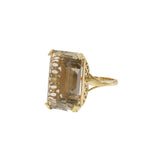 14KT Yellow Gold Retro Era Smoky Topaz Cocktail Ring