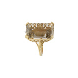 14KT Yellow Gold Retro Era Smoky Topaz Cocktail Ring