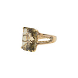 14KT Yellow Gold Rectangular-Cut Smokey Topaz Cocktail Ring