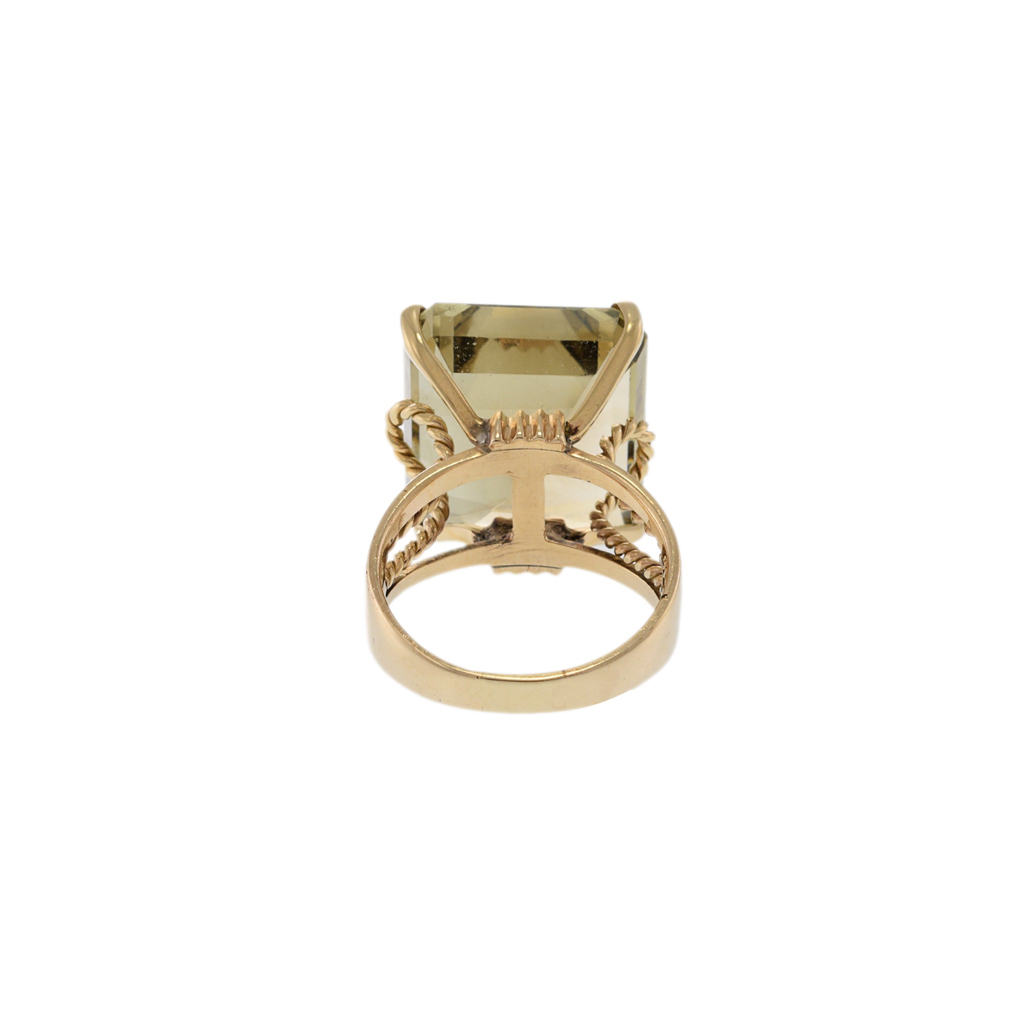 14KT Yellow Gold Rectangular-Cut Smokey Topaz Cocktail Ring