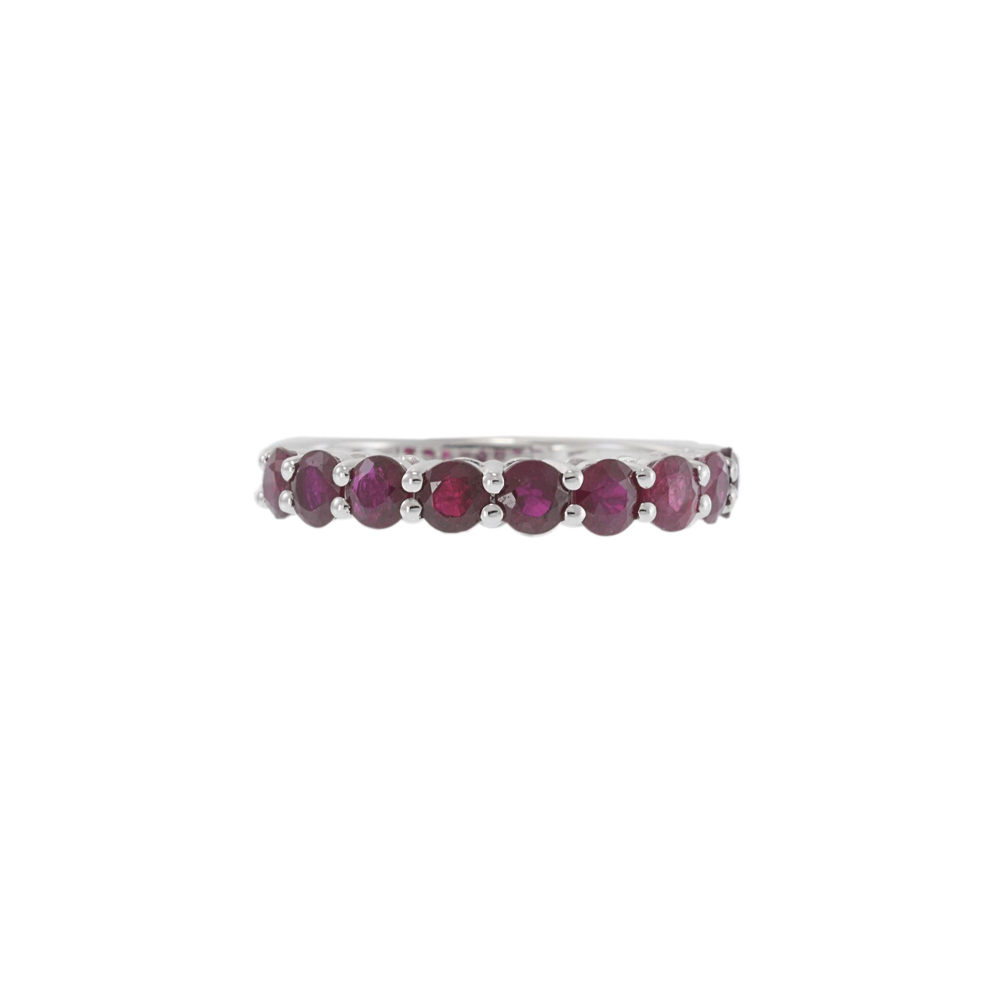 14KT White Gold Round Cut Ruby Prong Set Ring