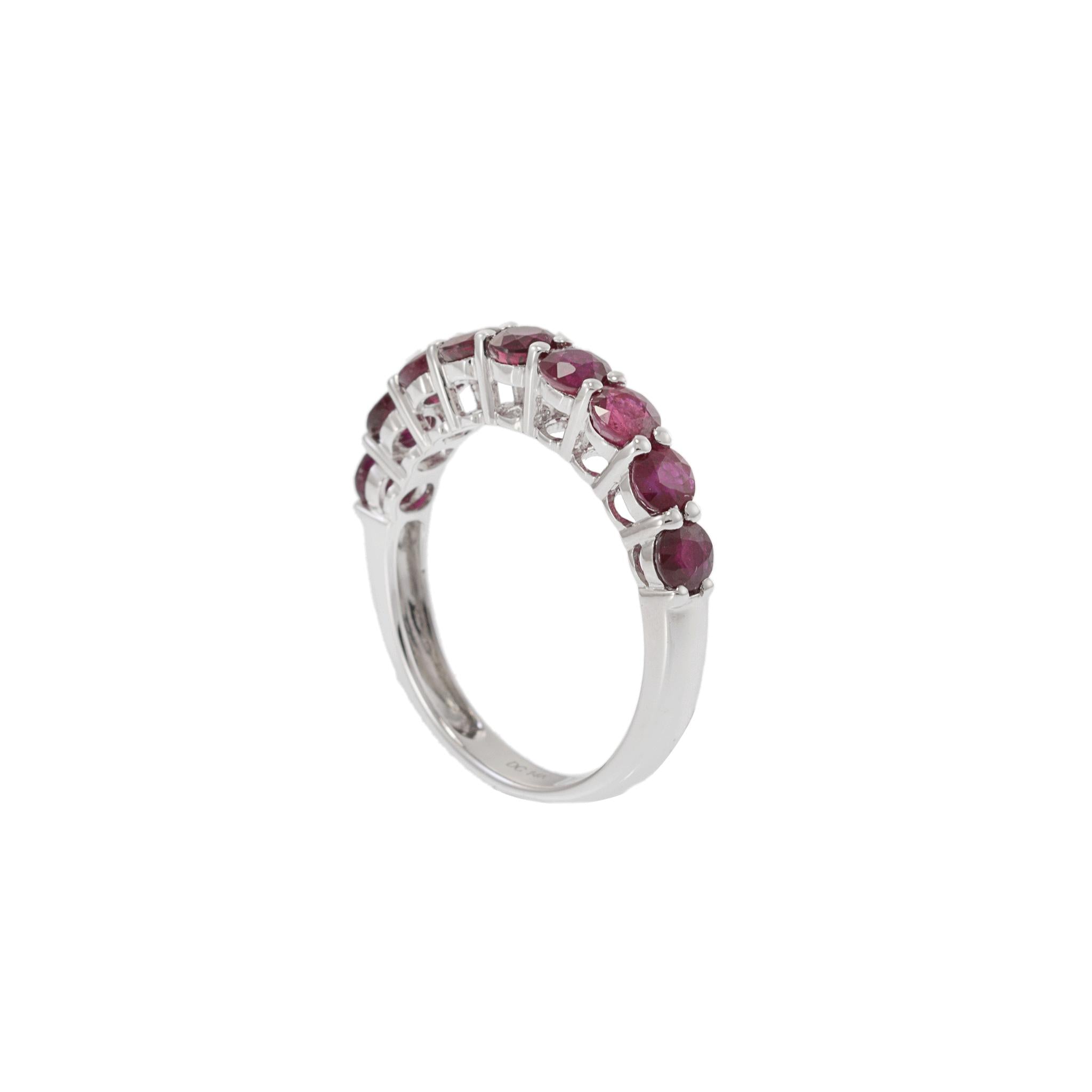 14KT White Gold Round Cut Ruby Prong Set Ring